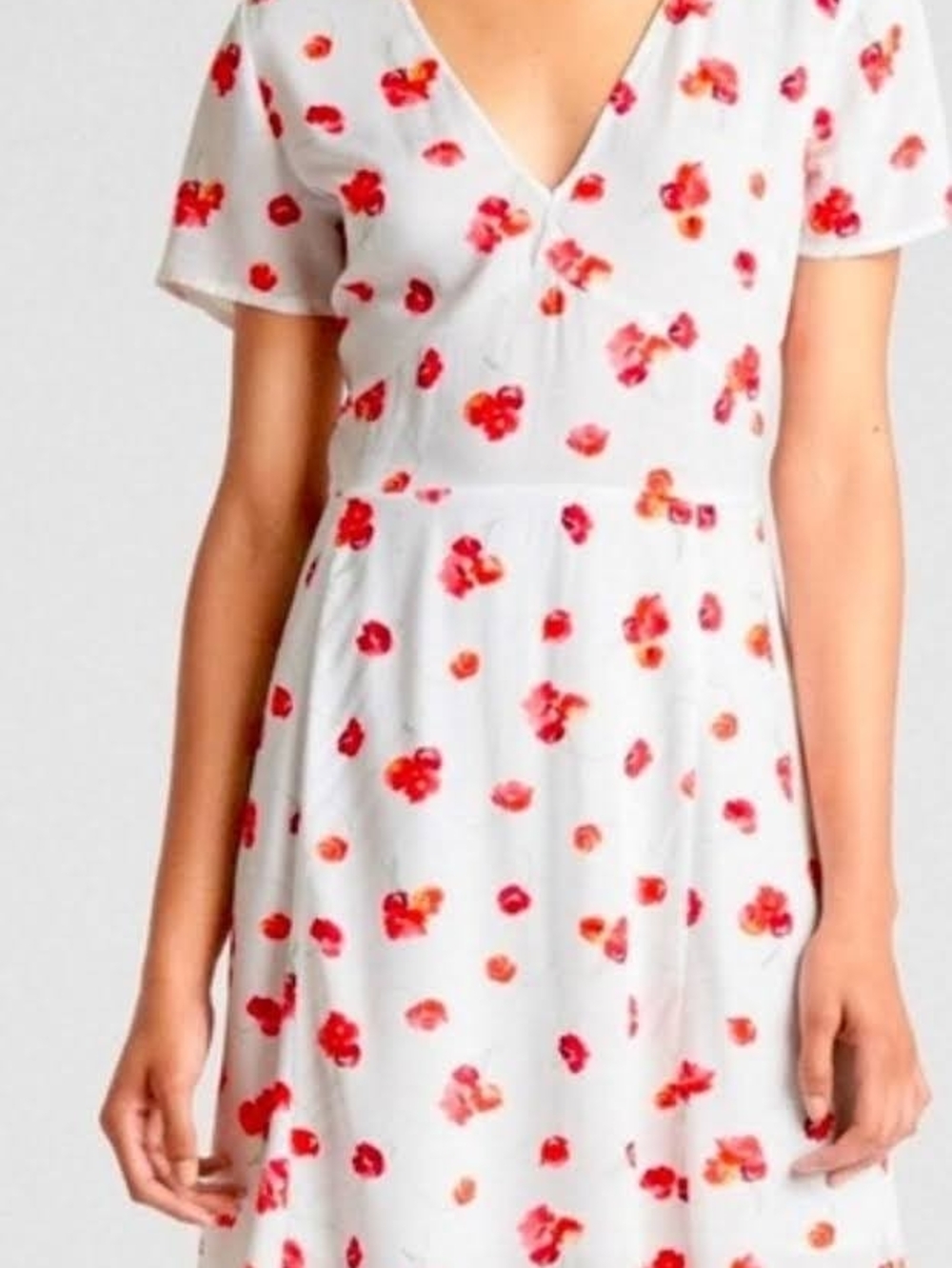 GAP White Dress with Red-Orange Floral Print